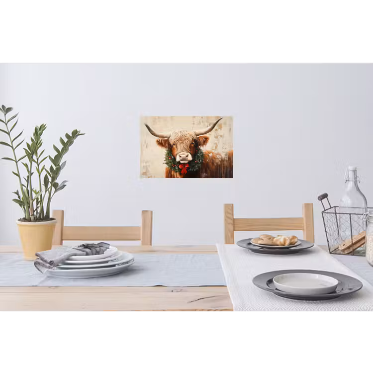 Muursticker - Kerst - Schotse Hooglander - Bruin - Krans — 3