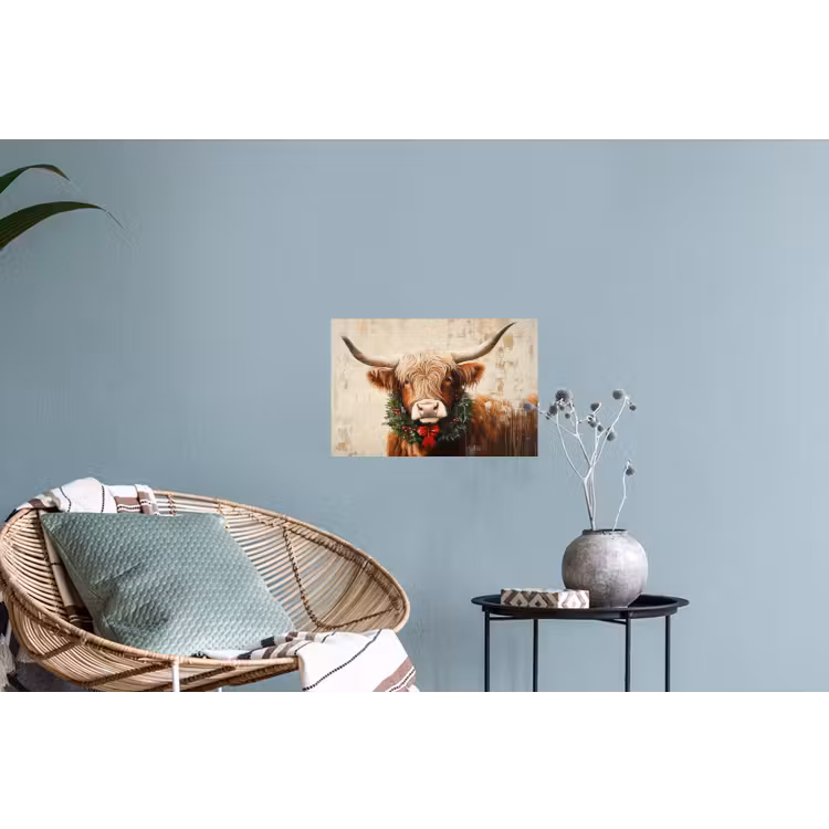 Muursticker - Kerst - Schotse Hooglander - Bruin - Krans — 4