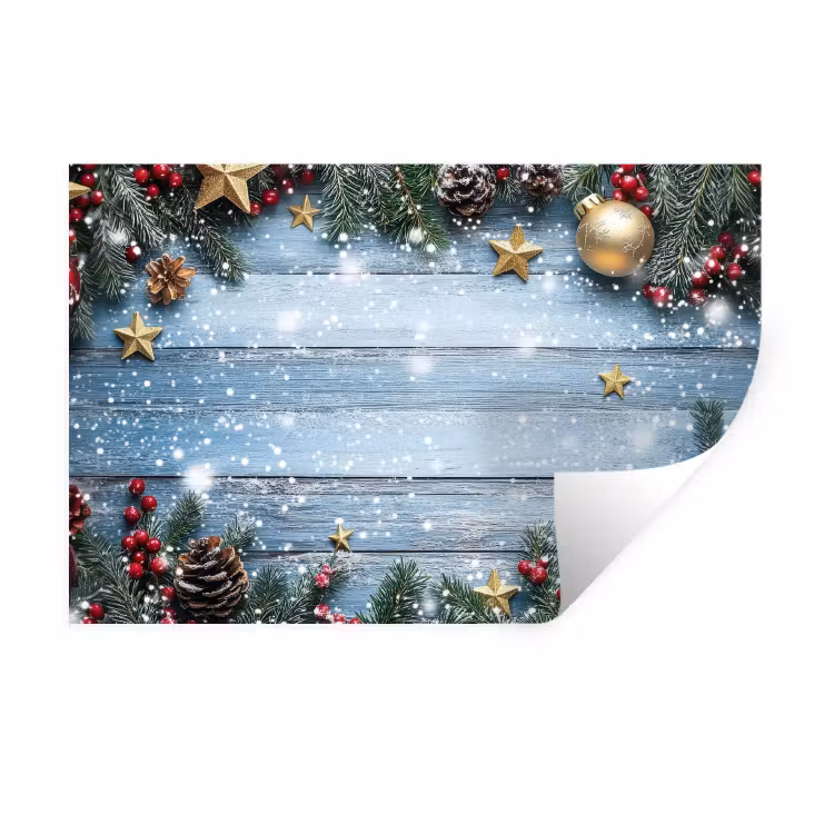Muursticker - Kerstomlijsting - Sneeuw - Meerkleurig — 1
