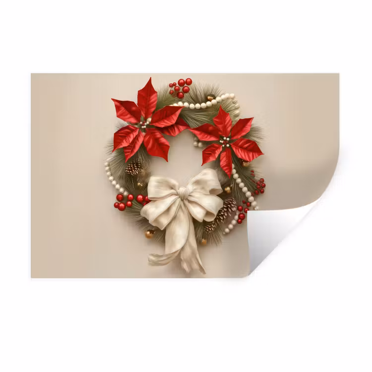 Muursticker - Deurkrans - Strik - Kerst - Rood - Groen — 1