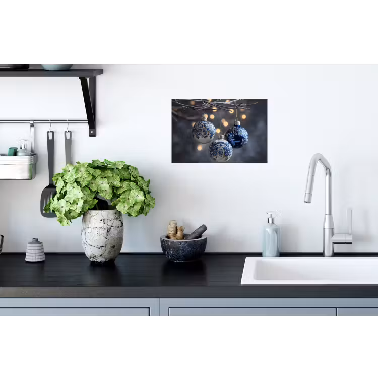 Muursticker - Kerstbal - Versierd - Blauw — 2