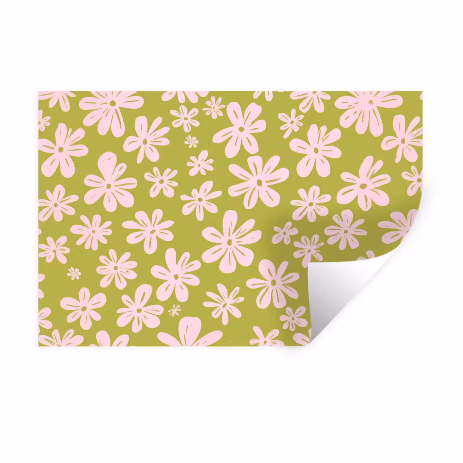 Muursticker - Bloemen - Roze - Getekend - Patroon — 1