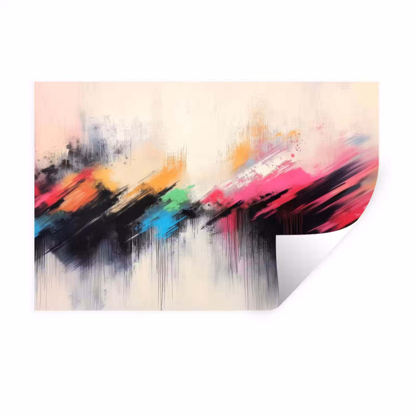 Muursticker - Dynamisch - Abstract - Kleurrijk - Zwart — 1