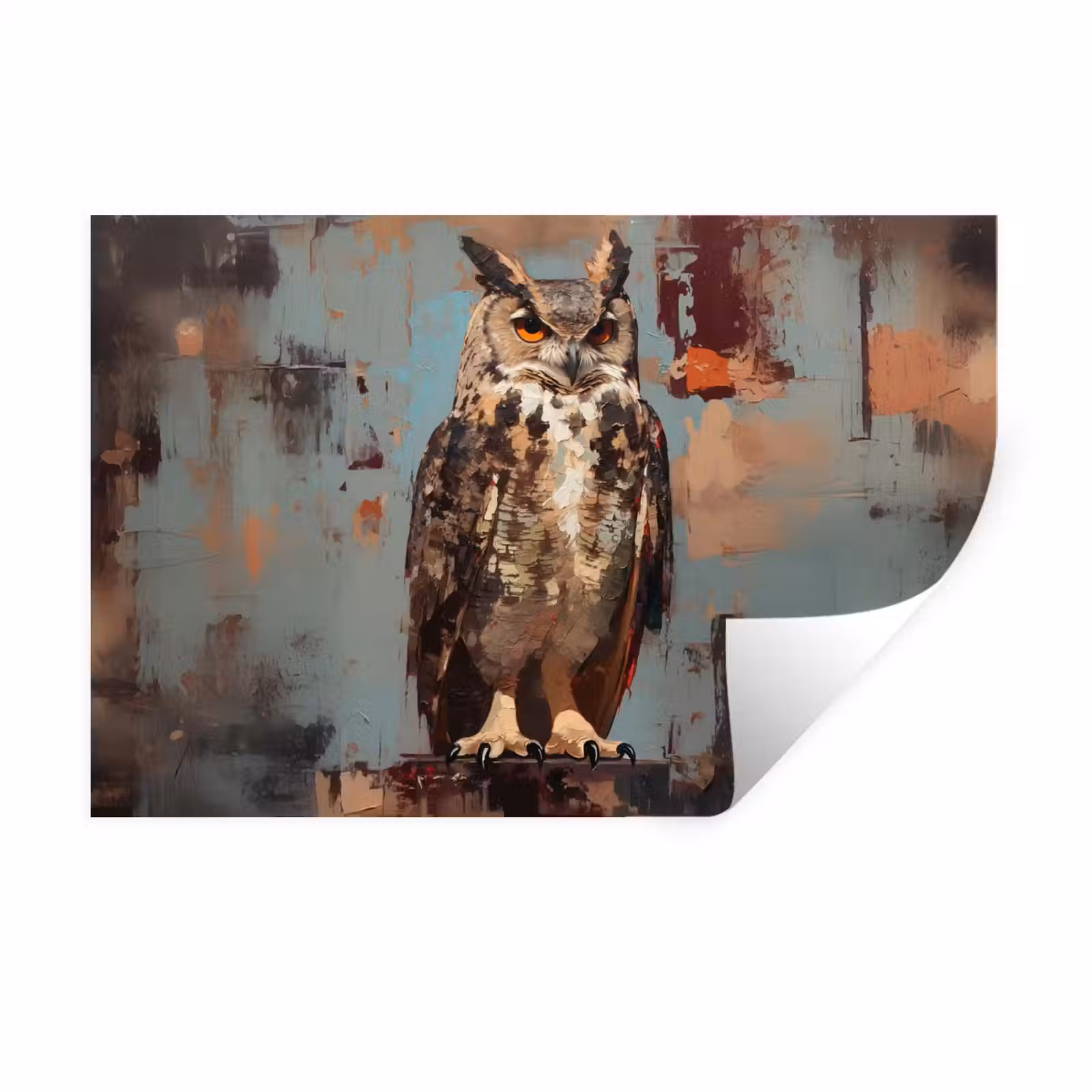 Muursticker - Geschilderd - Abstract - Uil - Bruin — 1