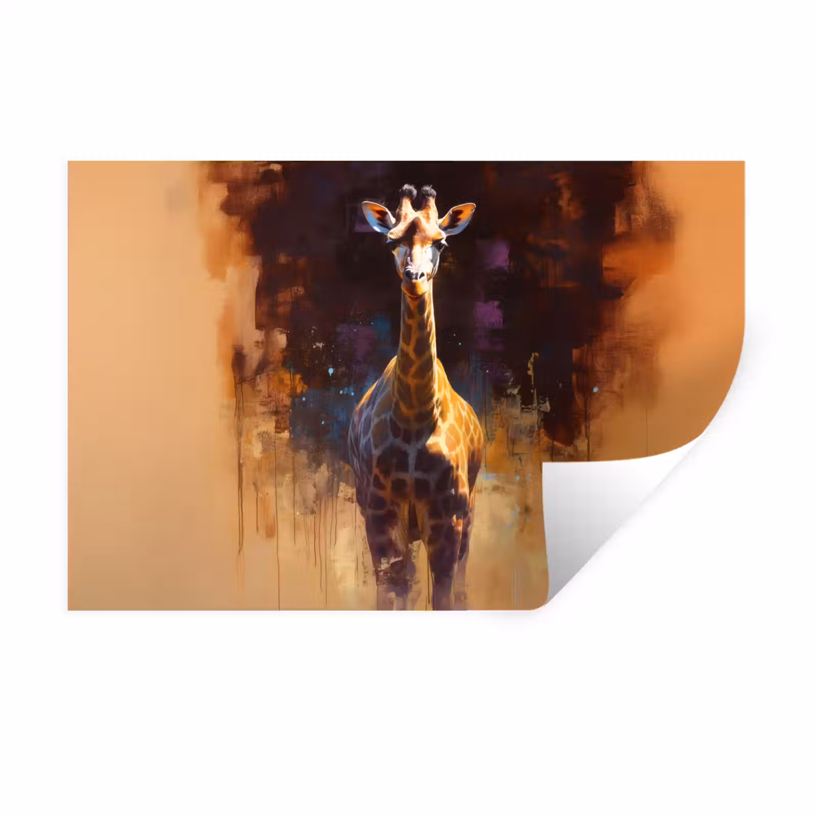 Muursticker - Giraf - Bruin - Abstract - Geschilderd — 1