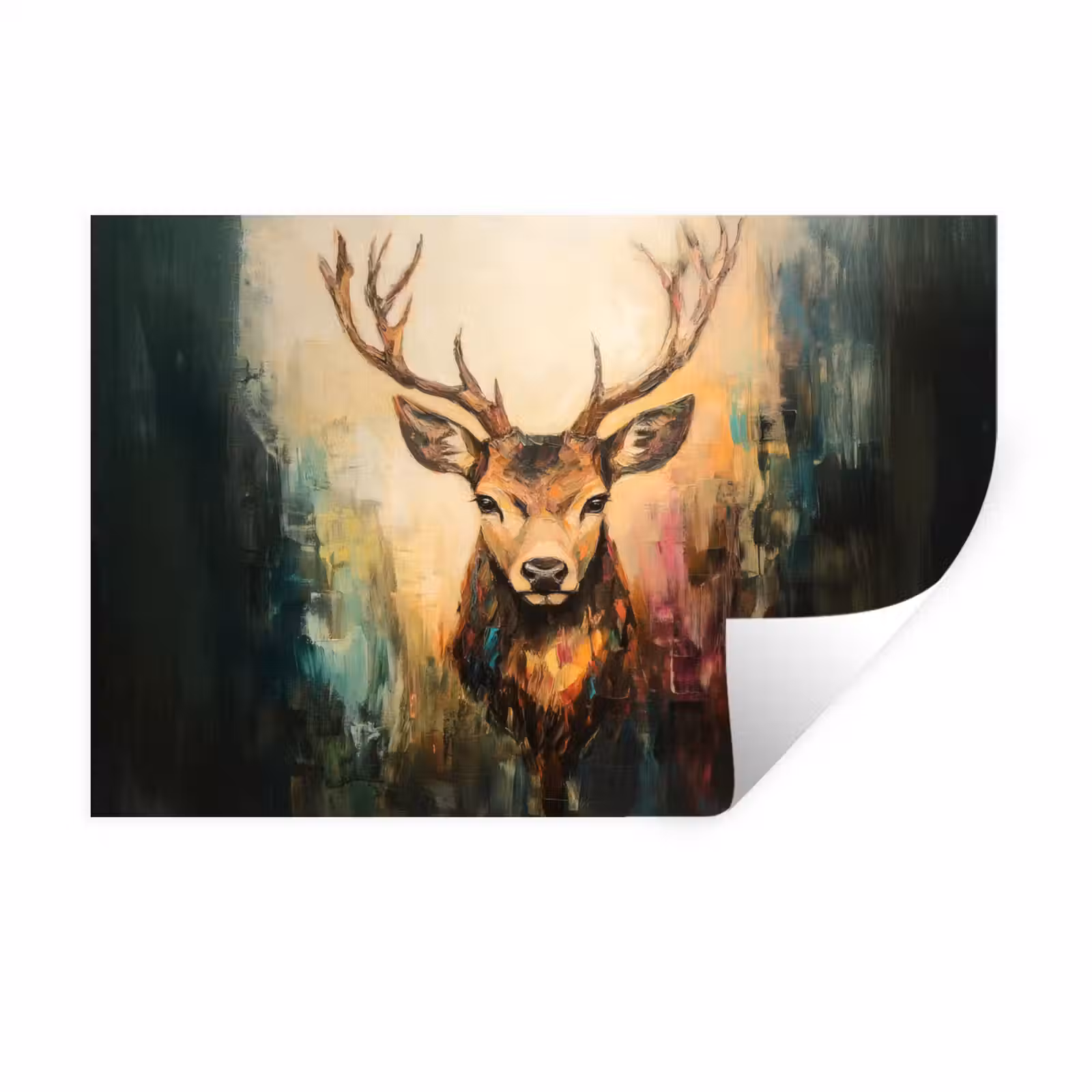 Muursticker - Hert - Geverfd - Gewei - Bruin — 1