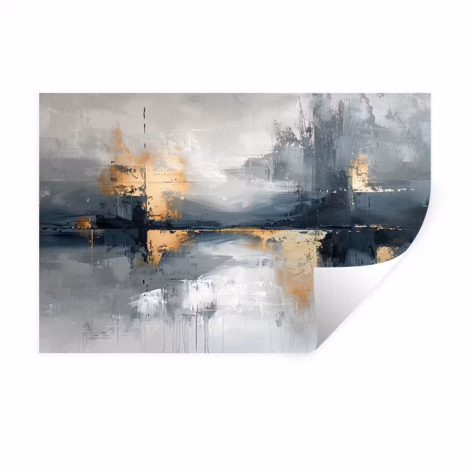 Muursticker - Kunst - Grijs - Goud - Abstract — 1