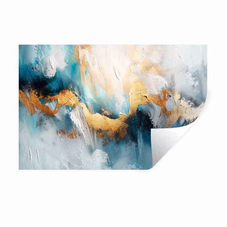 Muursticker - Abstract - Kunst - Gold - Blauw — 1