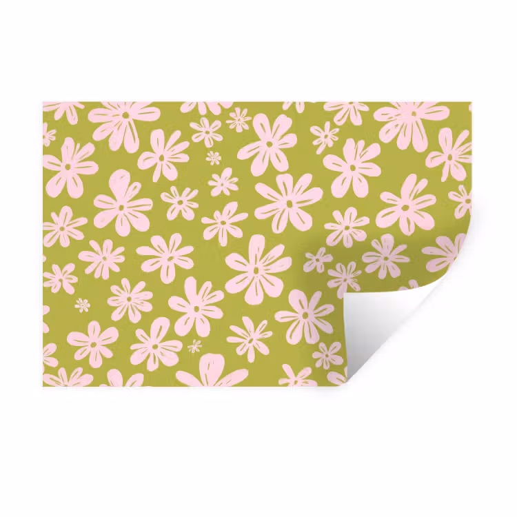 Muursticker - Bloemen - Roze - Getekend - Patroon — 1