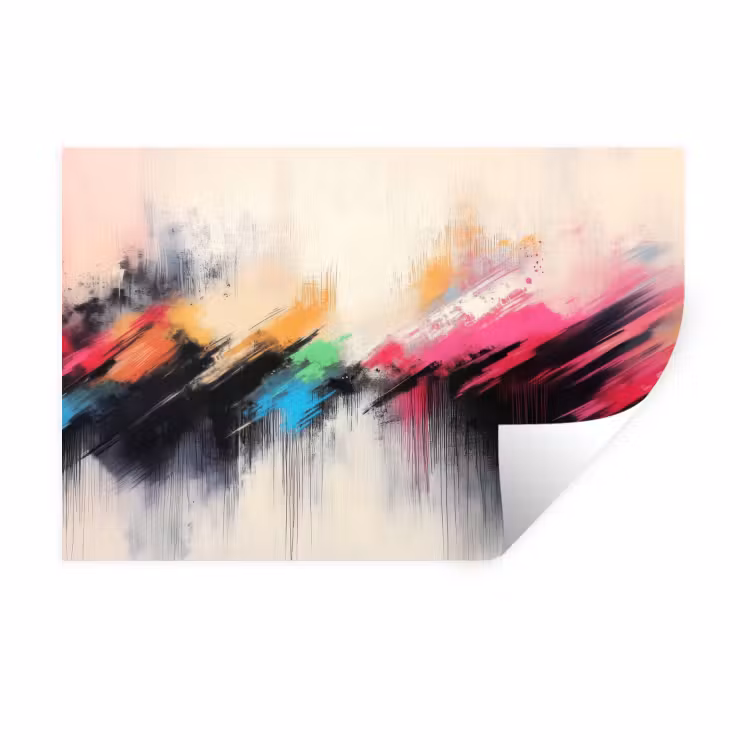 Muursticker - Dynamisch - Abstract - Kleurrijk - Zwart — 1