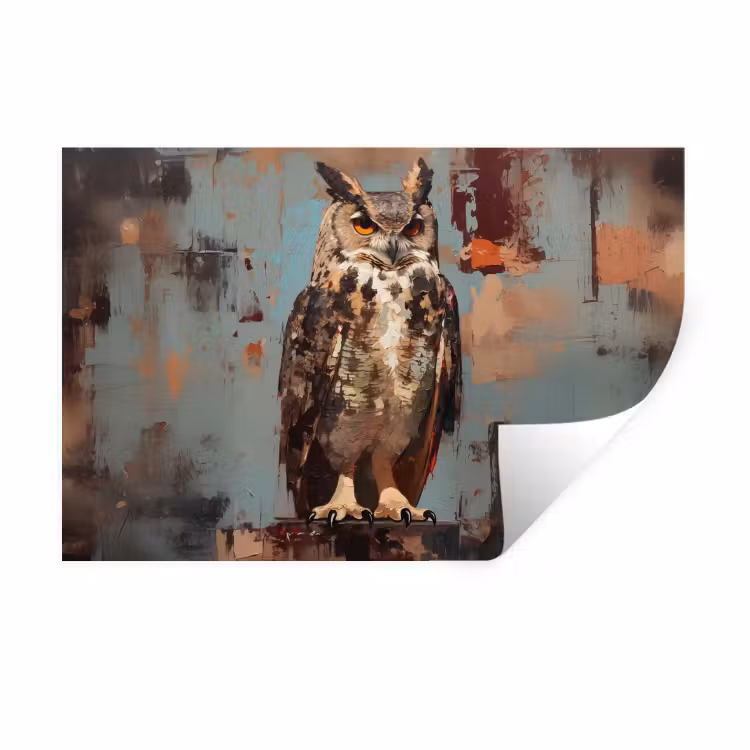 Muursticker - Geschilderd - Abstract - Uil - Bruin — 1