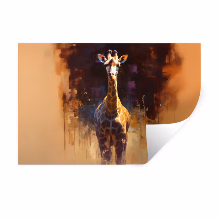 Muursticker - Giraf - Bruin - Abstract - Geschilderd — 1