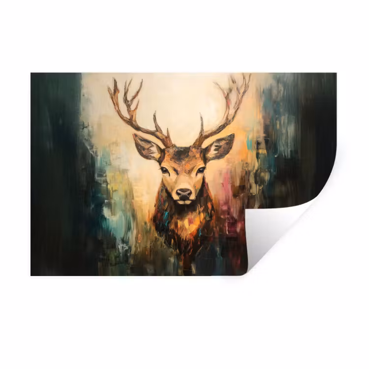 Muursticker - Hert - Geverfd - Gewei - Bruin — 1