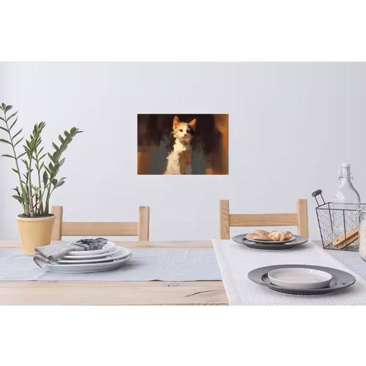 Muursticker - Kat - Geschilderd - Artistiek - Wit — 3
