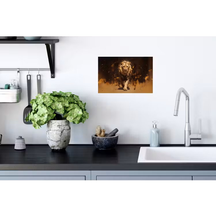 Muursticker - Leeuw - Geschilderd - Abstract - Goud — 2