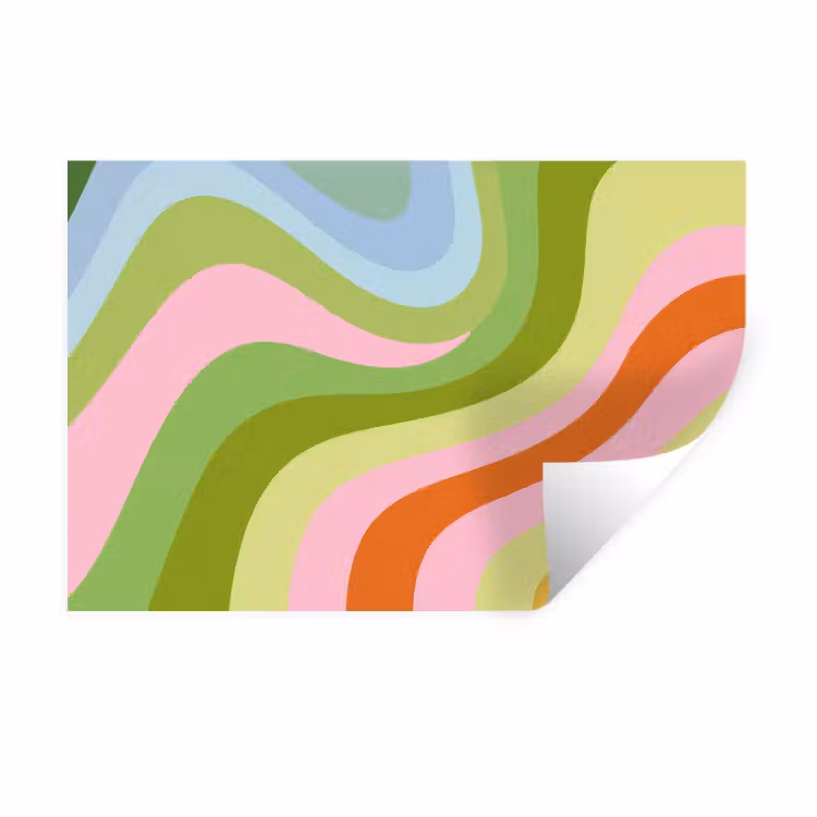 Muursticker - Lijnen - Pasteltinten - Golvend — 1