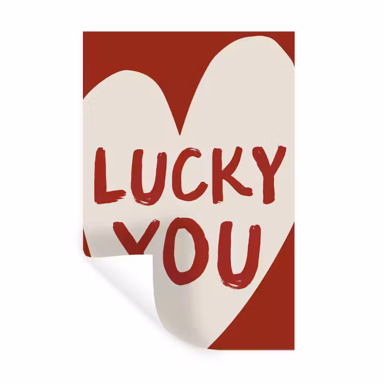 Muursticker - Lucky - Hart - Rood — 1