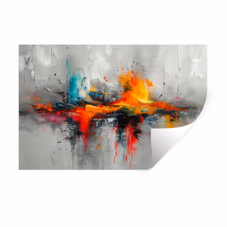 Muursticker - Moderne kunst - Oranje - Grijs - Abstract — 1