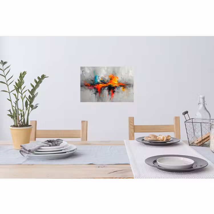Muursticker - Moderne kunst - Oranje - Grijs - Abstract — 3