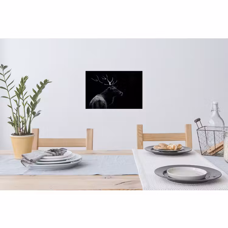 Muursticker - Hert - Zwart - Portret - Gewei - Dieren — 3