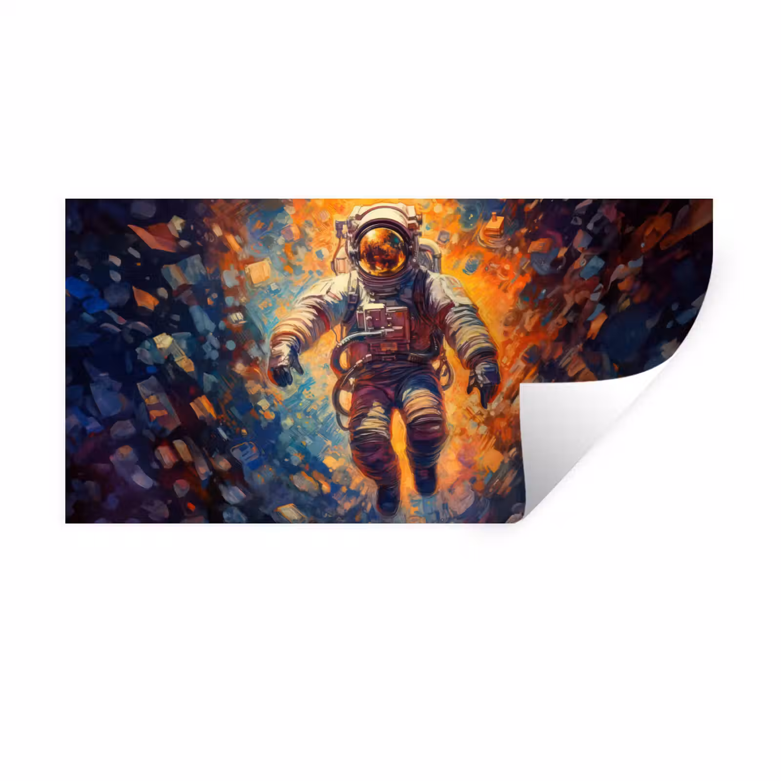 Muursticker - Astronaut - Neon - Oranje - Ruimte — 1