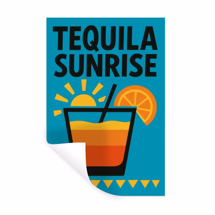 Muursticker - Illustratie - Tequila - Glas - Blauw — 1