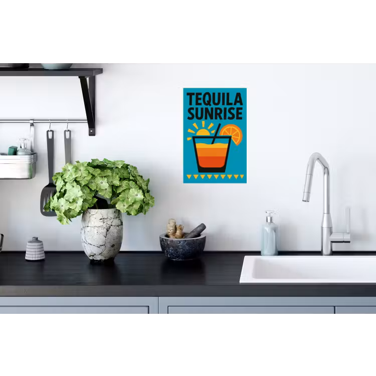Muursticker - Illustratie - Tequila - Glas - Blauw — 2