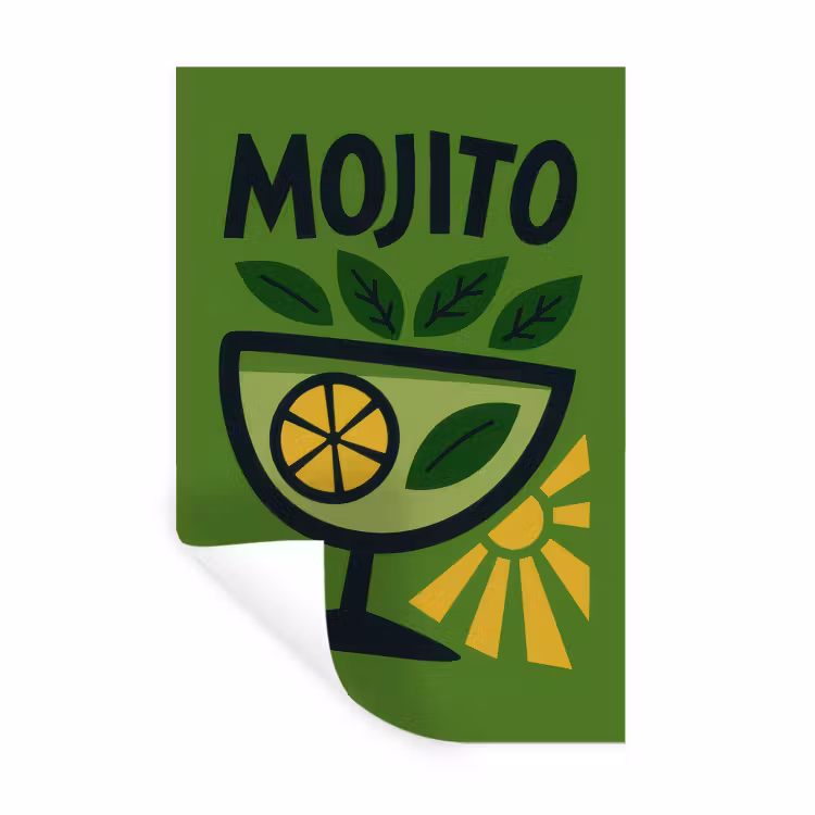 Muursticker - Mojito - Cocktail - Citroen - Groen — 1