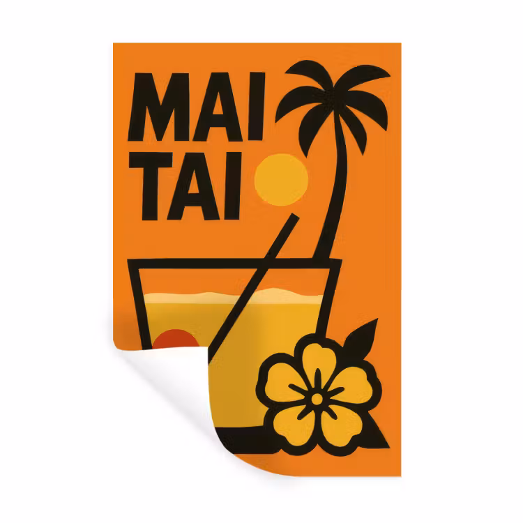 Muursticker - Palmboom - Bloem - Art - Drink — 1