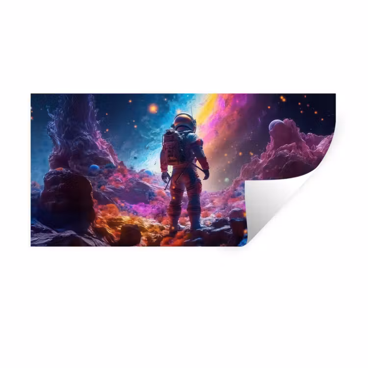 Muursticker - Ruimte - Astronaut - Neon - Sterren — 1