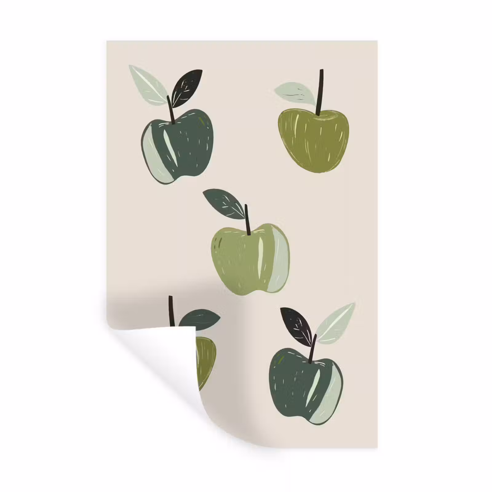 Muursticker - Appels - Groen - Illustratie - Bladeren — 1