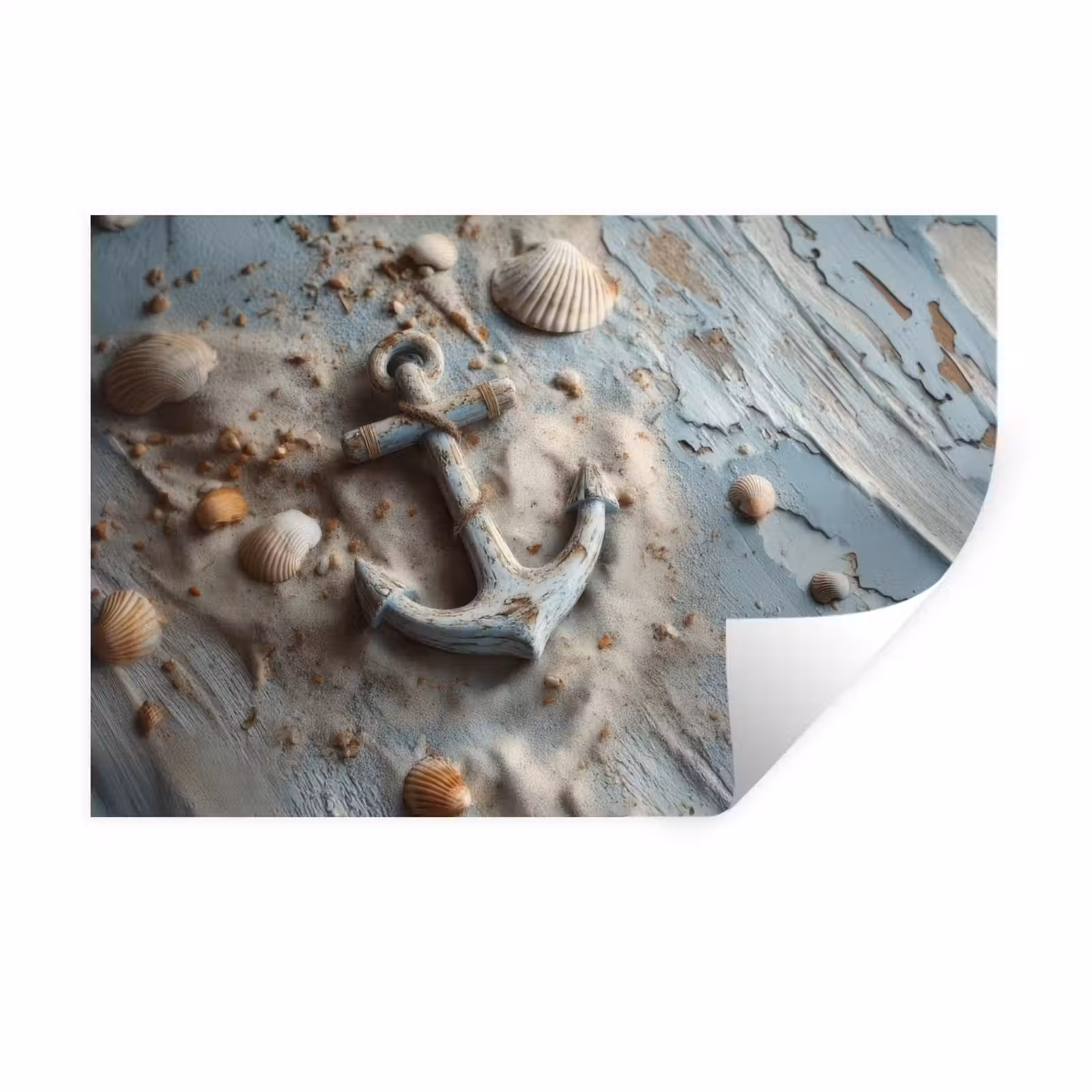 Muursticker - Anker - Hout - Schelpen - Zand — 1