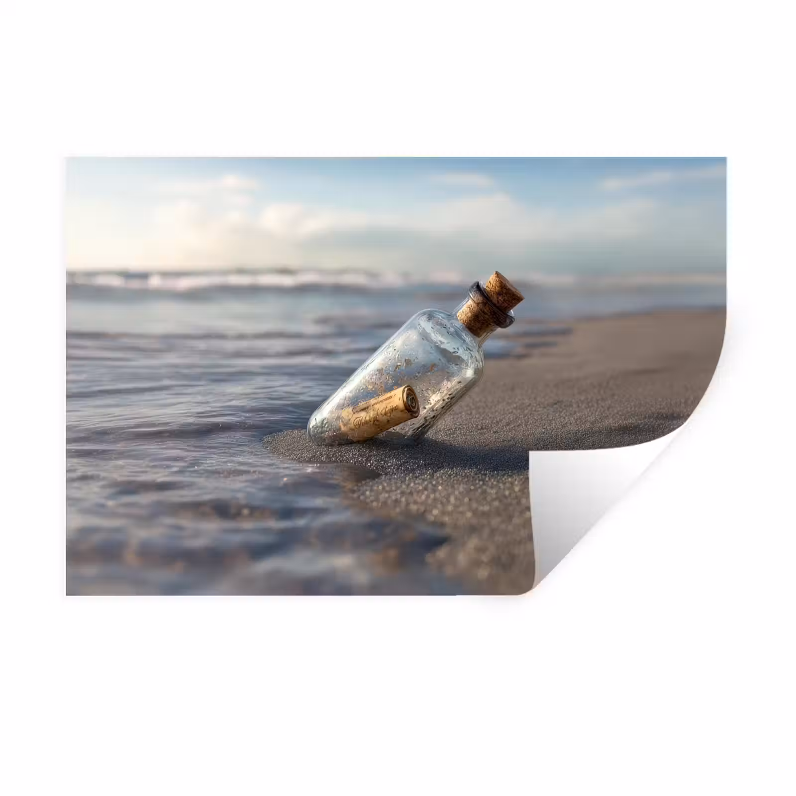 Muursticker - Glazenfles - Post - Zee - Zand — 1