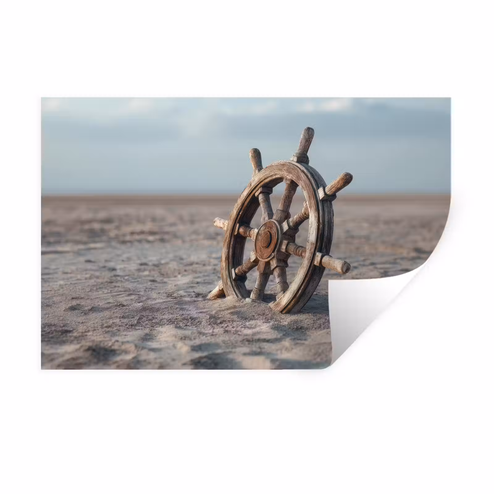 Muursticker - Scheepsstuur - Hout - Bruin - Zand — 1