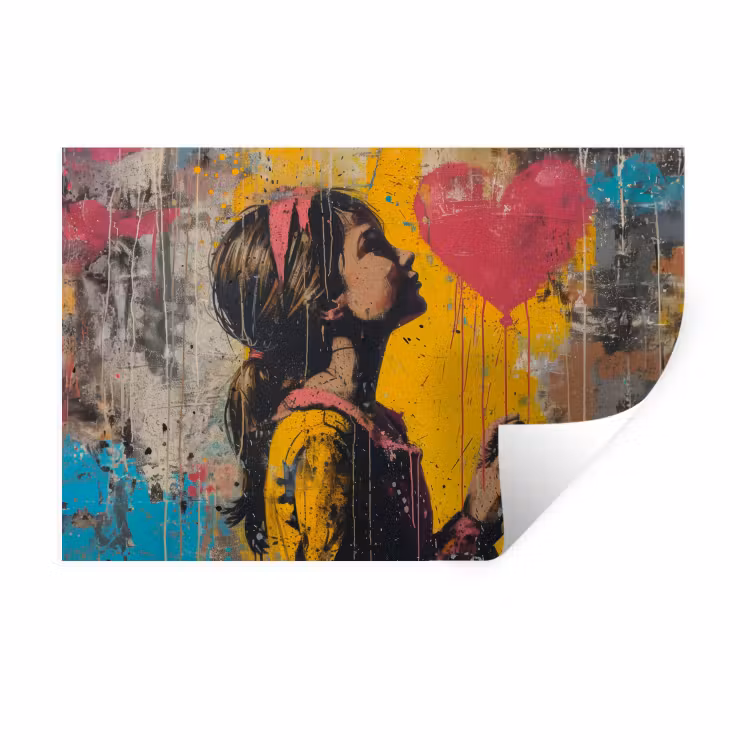 Muursticker - Graffiti - Meisje - Ballon - Street art — 1