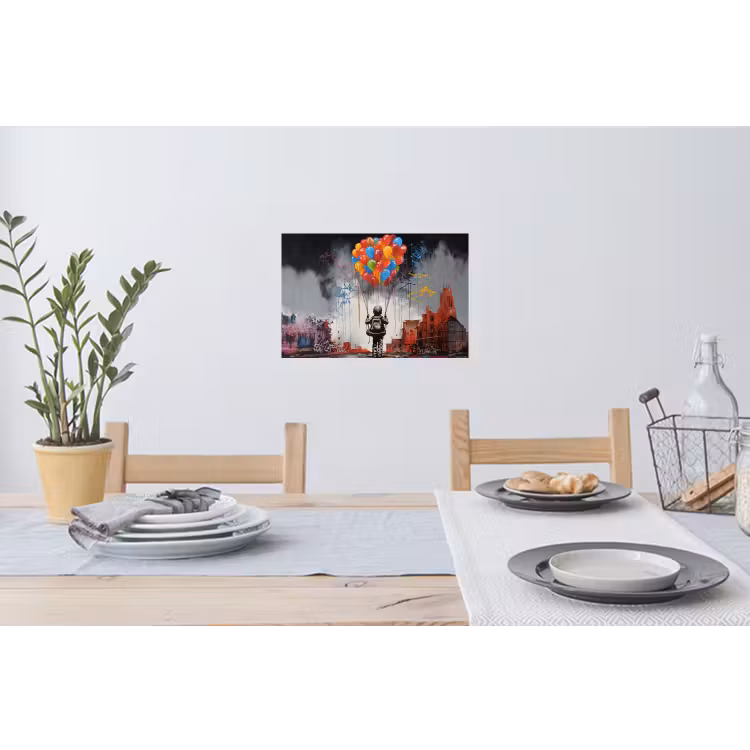 Muursticker - Jongen - Ballonnen - Gebouwen - Kunst — 3