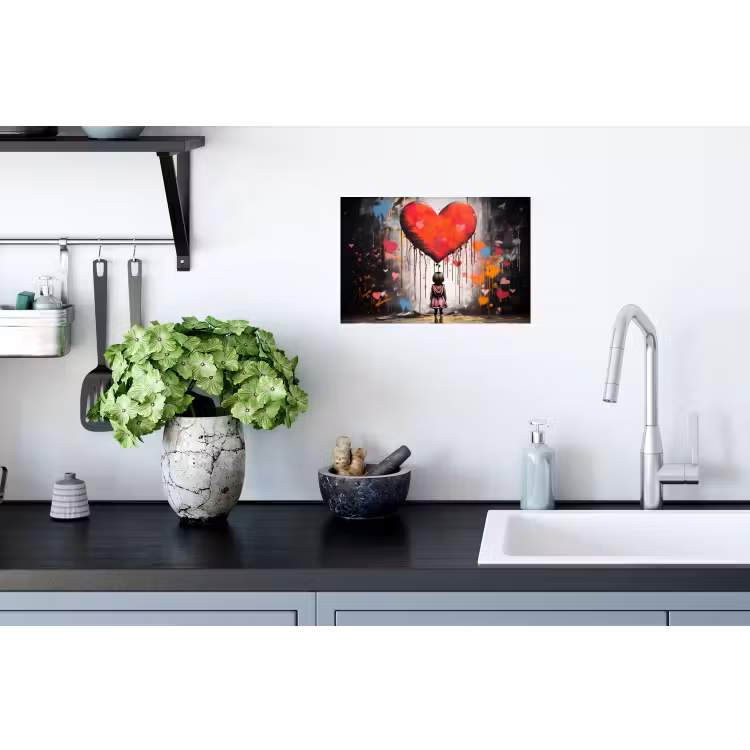 Muursticker - Meisje - Hart - Graffiti - Kunst - Kleuren - Rood — 2