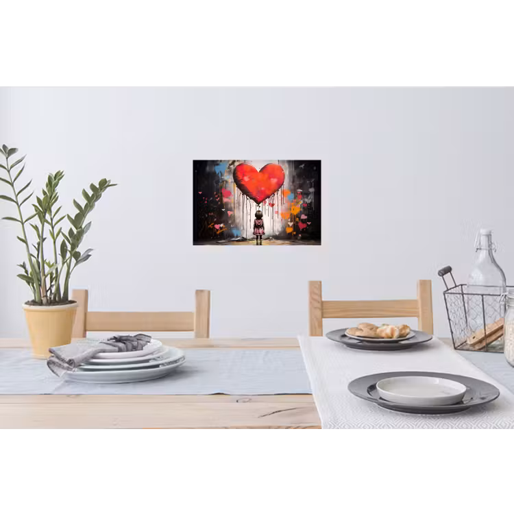 Muursticker - Meisje - Hart - Graffiti - Kunst - Kleuren - Rood — 3