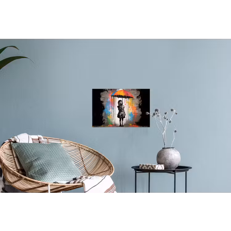 Muursticker - Meisje - Kunst - Paraplu - Graffiti - Kleuren - Muur — 4