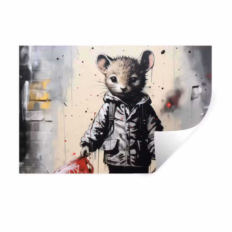 Muursticker - Muisje - Rood - Graffiti — 1