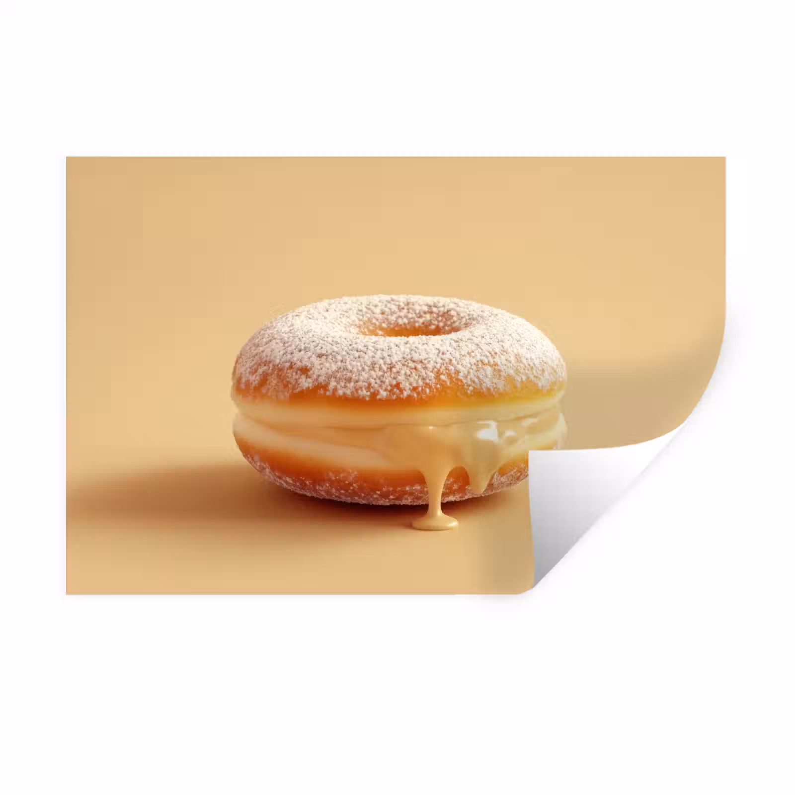 Muursticker - Donut - Romig - Poedersuiker - Beige — 1