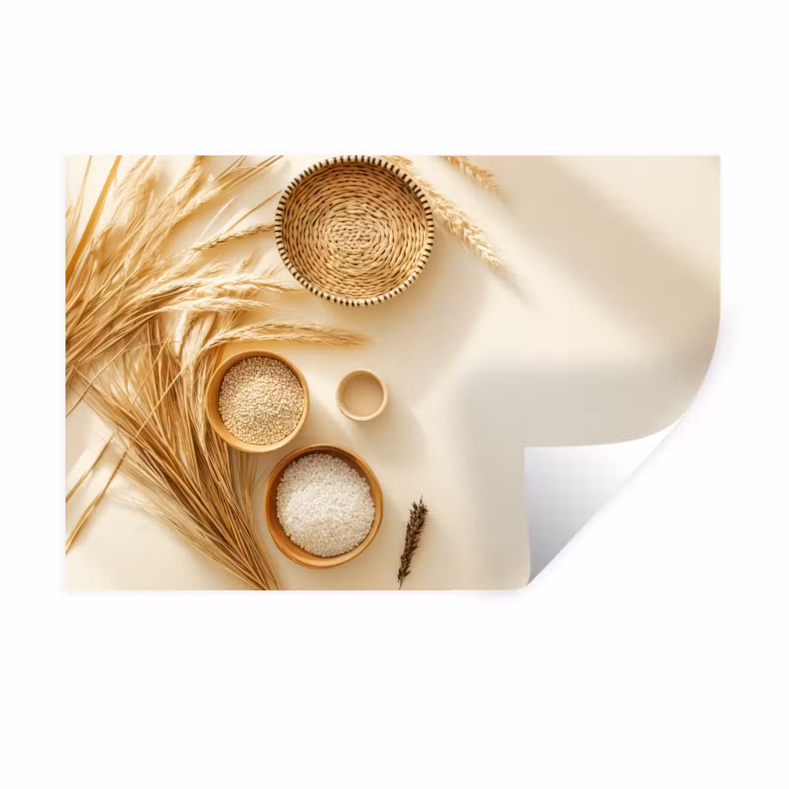 Muursticker - Granen - Hout - Kom - Beige — 1