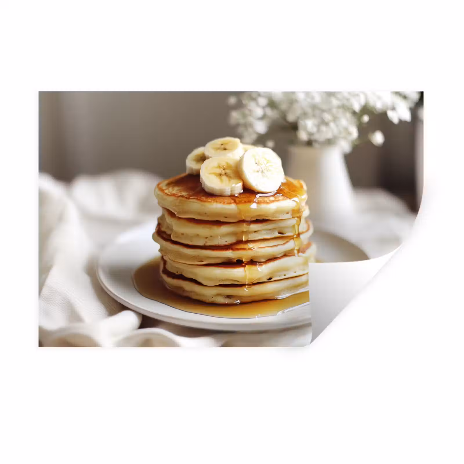 Muursticker - Pannenkoeken - Banaan - Siroop - Wit - Beige — 1