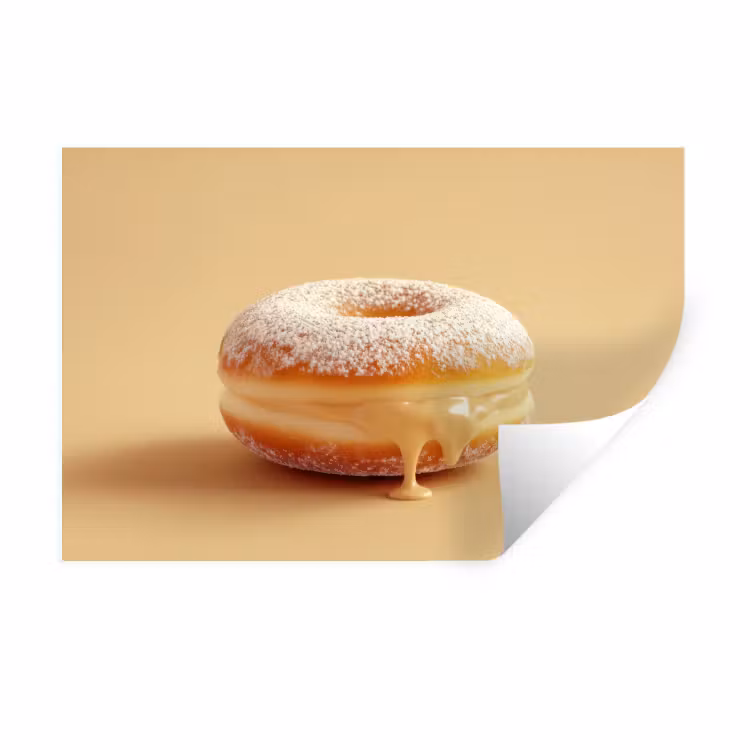 Muursticker - Donut - Romig - Poedersuiker - Beige — 1