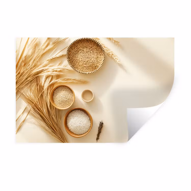 Muursticker - Granen - Hout - Kom - Beige — 1
