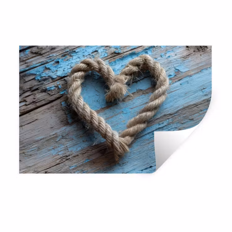 Muursticker - Hart - Touw - Hout - Rustiek — 1