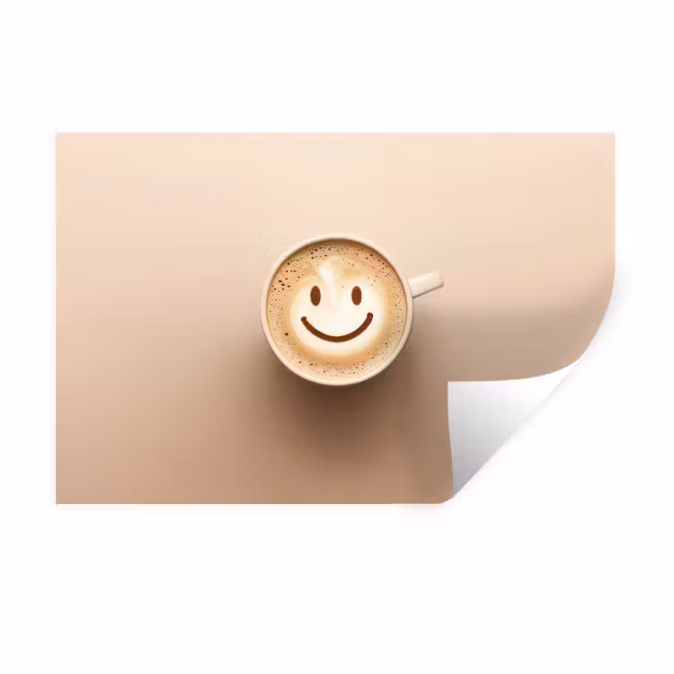 Muursticker - Koffie - Melkschuim - Lach - Beige — 1