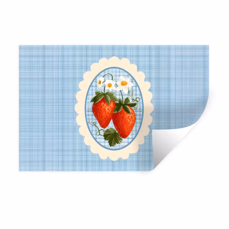 Muursticker - Aardbeien - Lijst - Rood - Geruit — 1