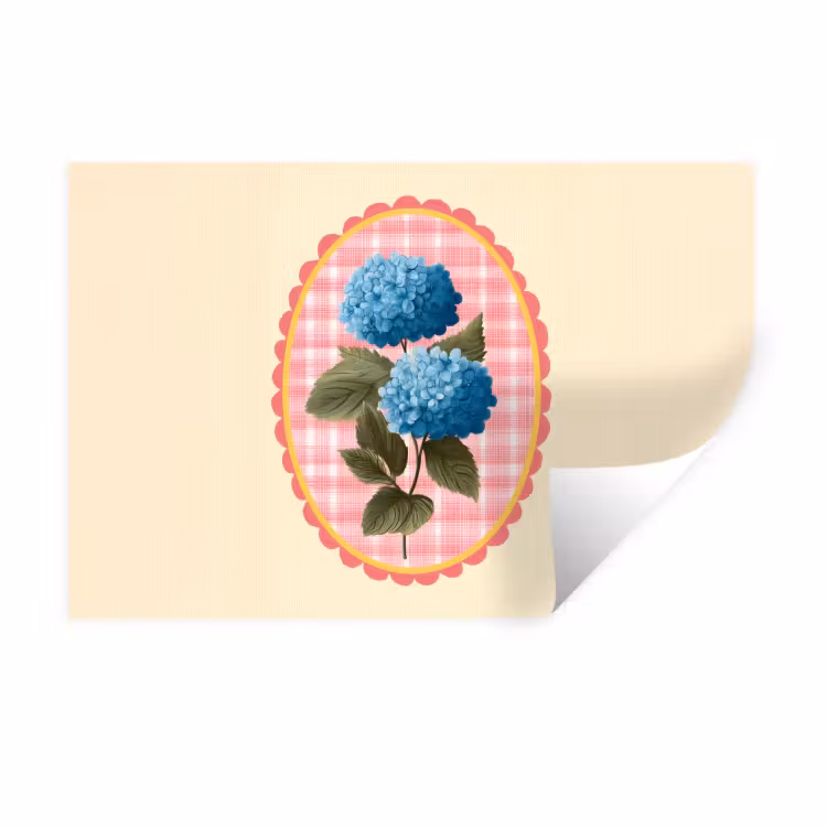 Muursticker - Bloemen - Blauw - Lijst - Bladeren — 1
