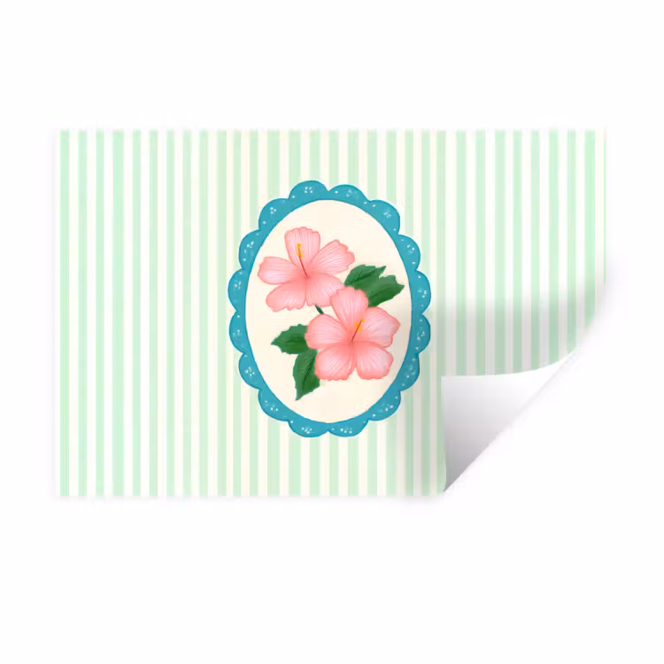 Muursticker - Bloemen - Ovaal - Strepen - Groen — 1
